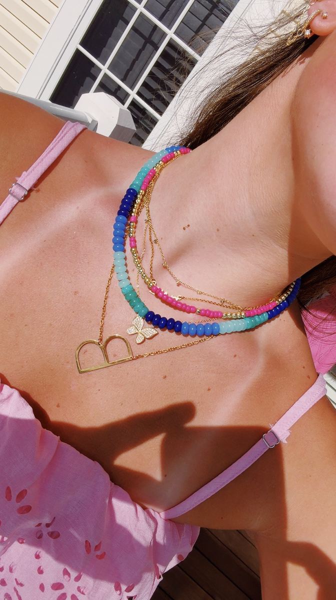 Layered beaded necklace stack